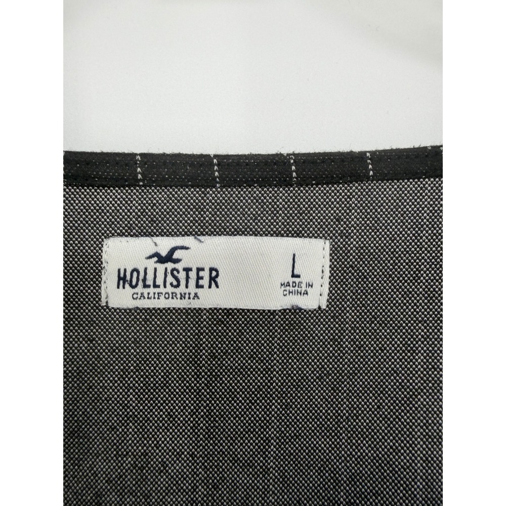 Hollister Crop Top Womens Large Black Pinstripe Excellent Button Front - Picture 3 of 4